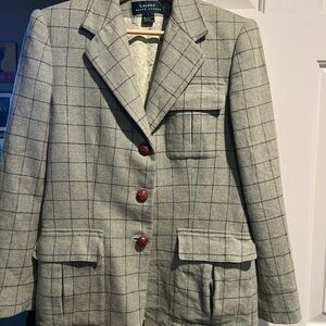 Ralph Lauren Women's Sage Green Window Plaid Blazer